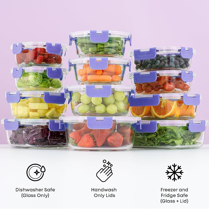 JoyJolt 24pc Borosilicate Glass Storage Containers - Image 4