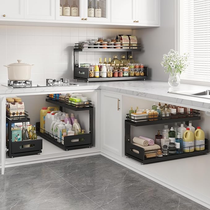 Under Sink Organizer Upgrade To Professional Rails, 2-Tier Dual Pull Out - Image 7