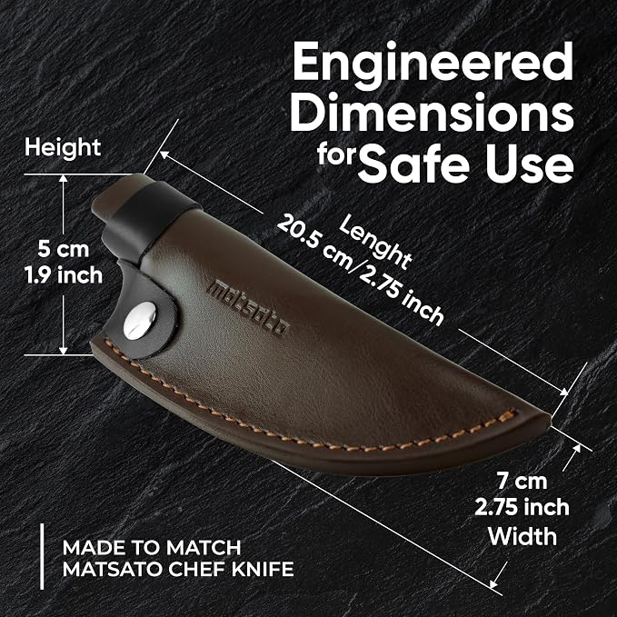Matsato Kitchen Knife Leather Sheath, Japanese Steel Chef's Knife Holder Perfect - Image 2