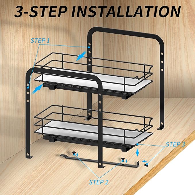 BOIVSHI Spice Rack Organizer for Cabinet, 2 Tier Pull Out Spice Organizer for - Image 7