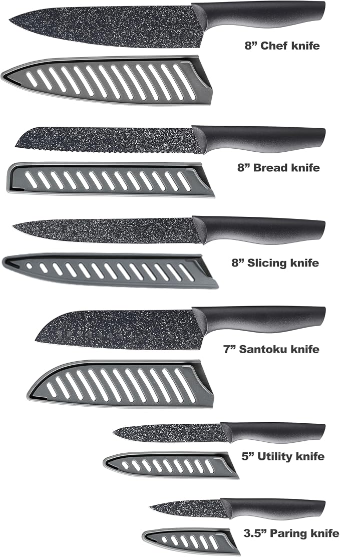 Marco Almond Kitchen Knife Set, KYA39 12-Piece Chef Knife Sets, 6 Knives - Image 2
