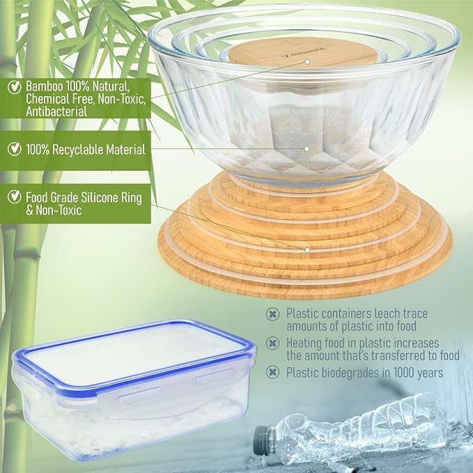 Large Stackable Set of 5 Nesting Glass Bowls - Image 7
