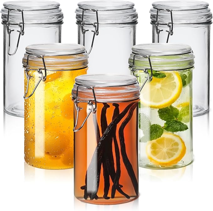 ComSaf 16oz Pint Jars with Airtight Lids, Cylindrical Glass Canisters by ComSaf