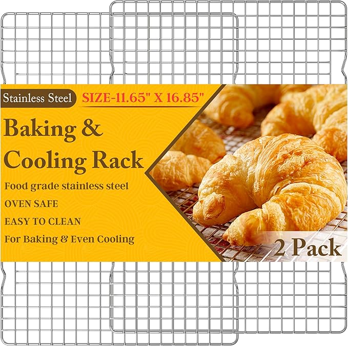 2PCS Cooling Racks for Cooking and Baking -11.65''x16.85''Heavy Duty Stainless by QukakaHomeCare