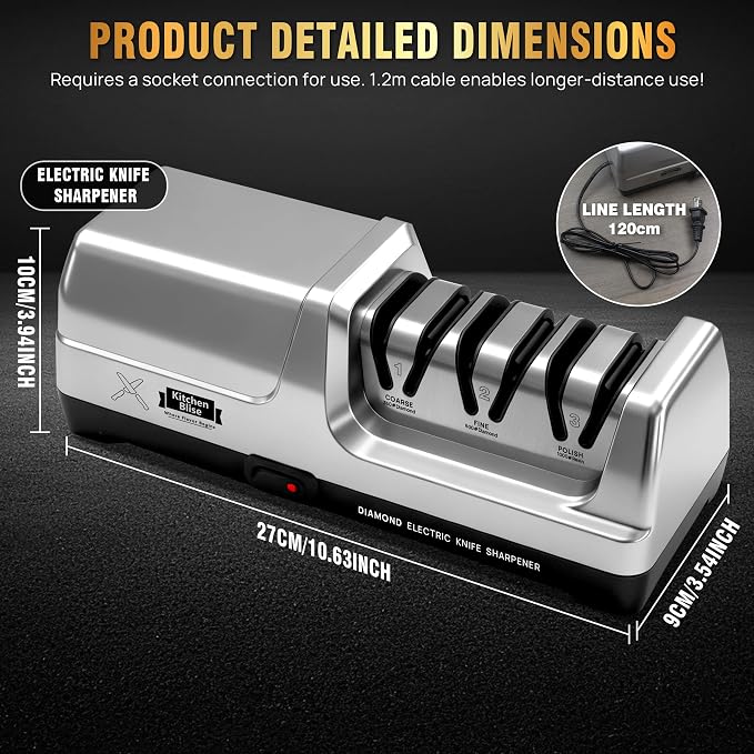Electric Knife Sharpener for Kitchen—Fast Sharpening to Restore and Polish Chef - Image 5