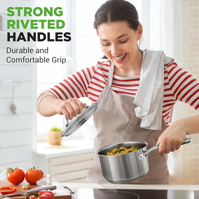 NutriChef 2 Quart Stainless Steel Saucepan - Image 4