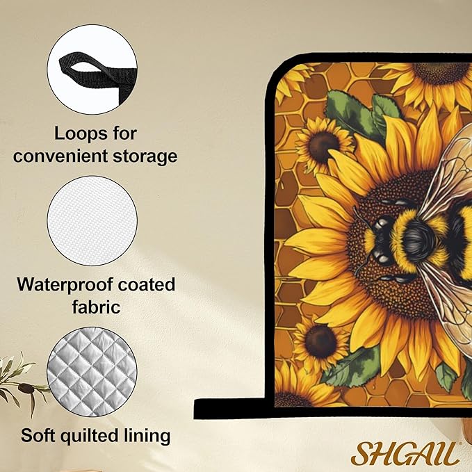 Sunflower Bee Oven Mitts and Heat Resistant Pads - Image 4