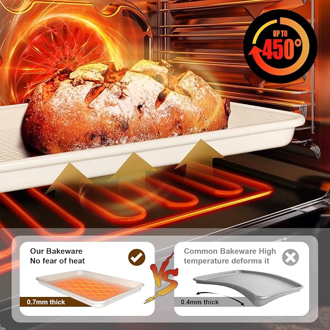 Wildone Baking Sheet Pan Set, Honeycomb Embossed Nonstick Baking Sheet 15x10 In - Image 5