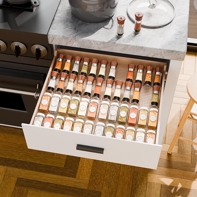 Yieach 4 Pack Adjustable In Drawer Spice Organizer - Image 7