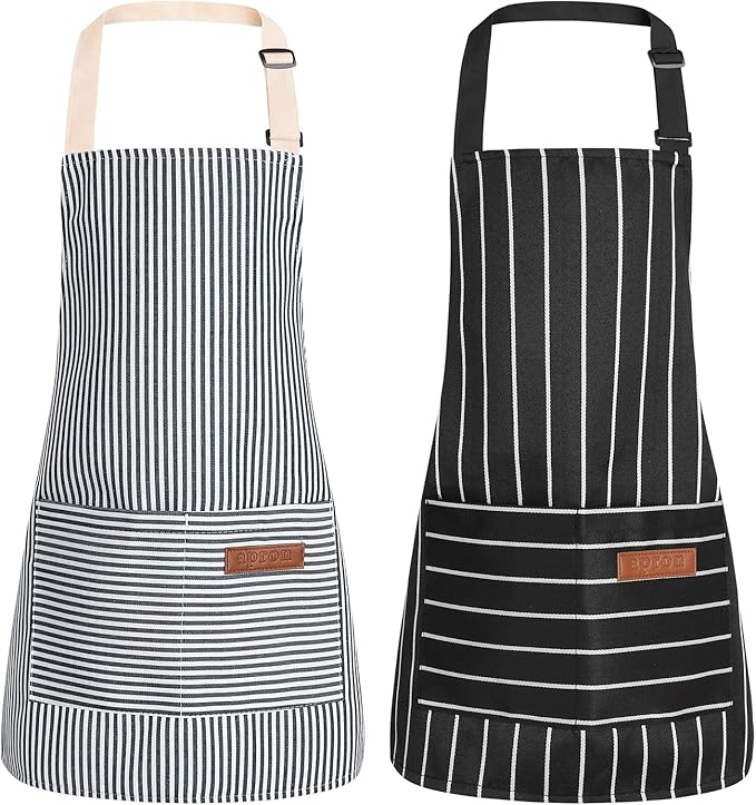 2 Pack Stripes Kids Apron, Kids Cooking Aprons by XLSXEXCL