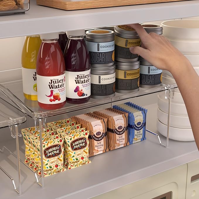 STARLATTA 2 Pcs Cabinet Organizer Shelf, Stackable Kitchen Counter Shelves - Image 6