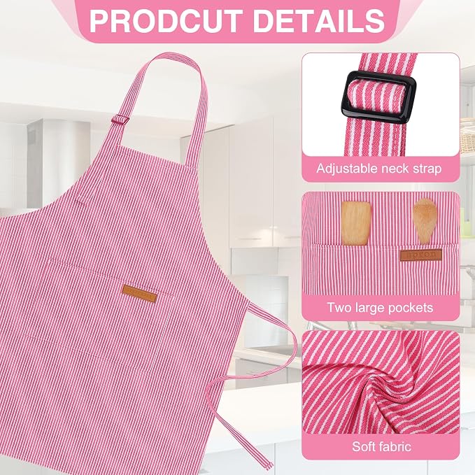 2 Pack Stripes Kids Apron, Kids Cooking Aprons - Image 3