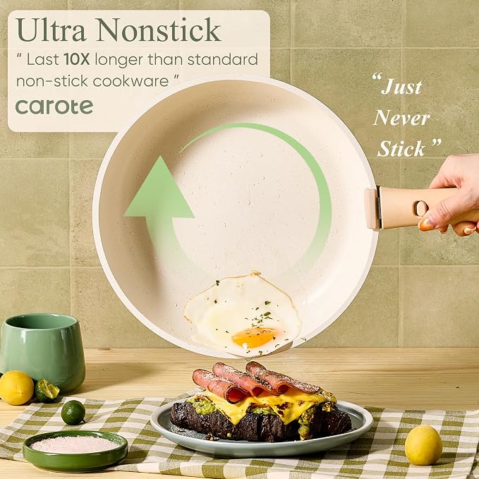 CAROTE Pots and Pans Set, Nonstick Cookware Set Detachable Handle, RV Cookware - Image 6