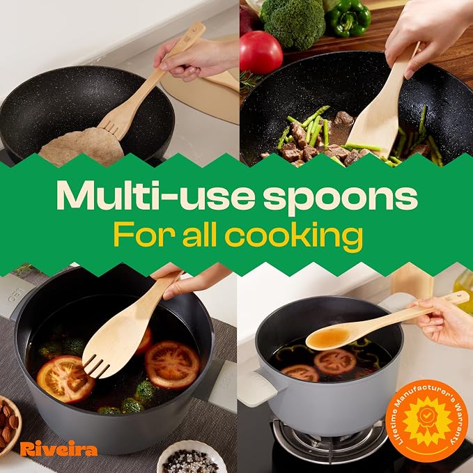 Riveira Maple Wooden Spoons for Cooking Set of 6 – Natural Maple Wooden Cooking - Image 4