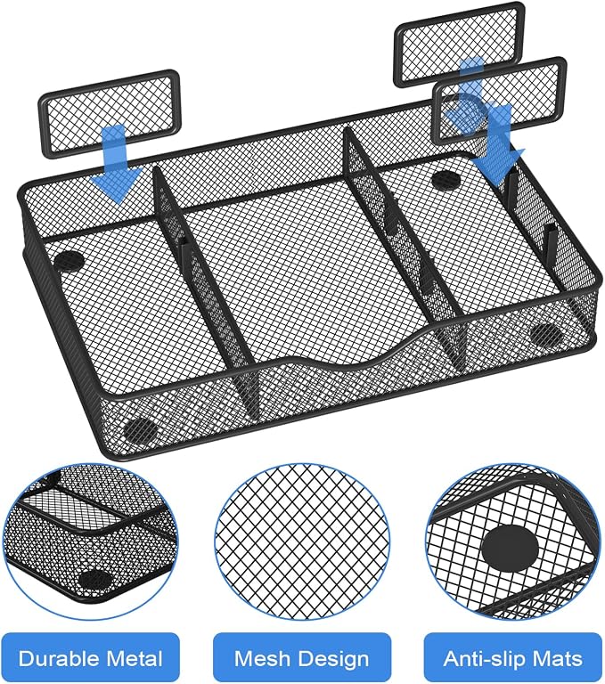 VyGrow Desk Drawer Organizer, Metal Mesh Drawer Organizer Tray - Image 3