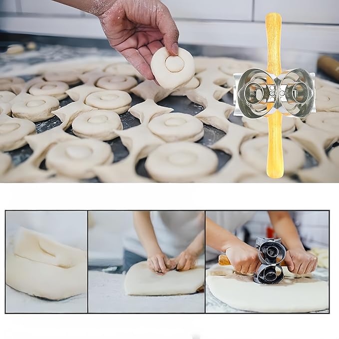 Donut Cutter with Hole Doughnut Cutter Pastry Lattice Roller Cutter Donut Maker - Image 3