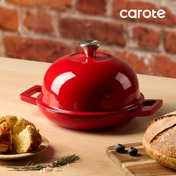 CAROTE Enameled Cast Iron Bread Dutch Oven, Round Bread Oven Pot - Image 9