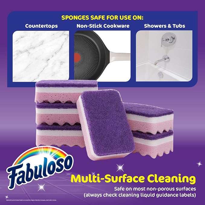 Fabuloso Scratch-Free Kitchen Dish Sponges, Counters and Sinks, Tough on Messes - Image 6