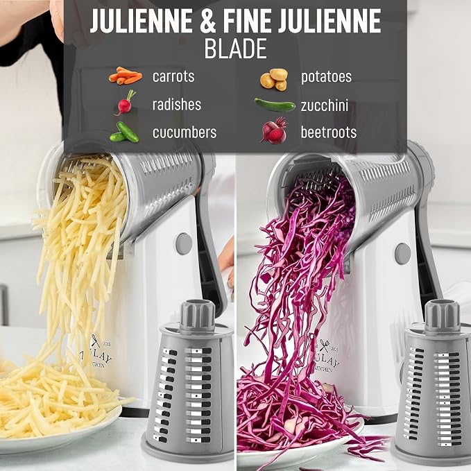 Zulay Kitchen Rotary Cheese Grater 5 Blade Cheese Shredder - Image 6