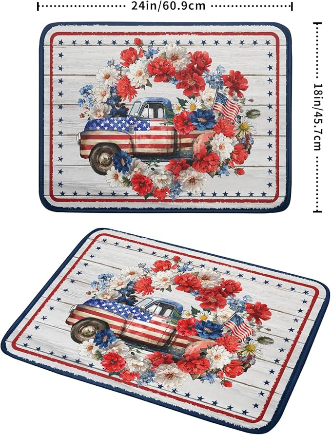 Patriotic Truck Dish Drying Pad 4th of July Drying Mat - Image 2