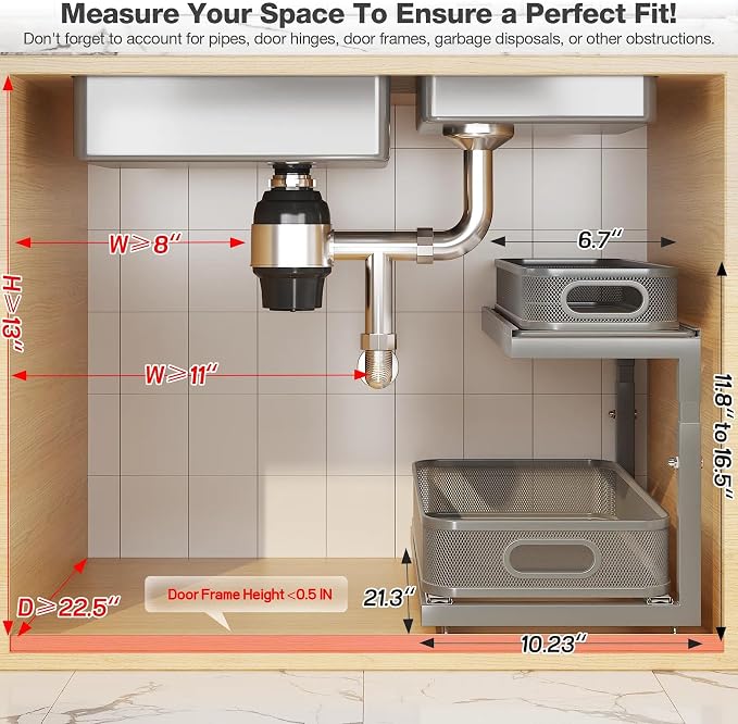 2-Pack 21.3 IN Depth Under Sink Organizer - Image 2