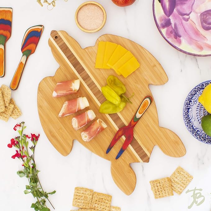 Totally Bamboo Sea Turtle Shaped Cutting Board and Charcuterie Serving Tray - Image 2