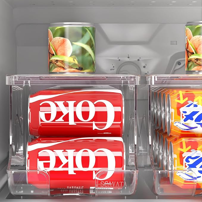 SCAVATA 2 Pack Stackable Refrigerator Organizer, Soda Can Dispenser Pop Cans - Image 7