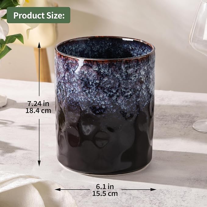 Ceramic Utensil Holder, Large 7.3" Ceramic Kitchen Utensil Crock, Handmade - Image 3