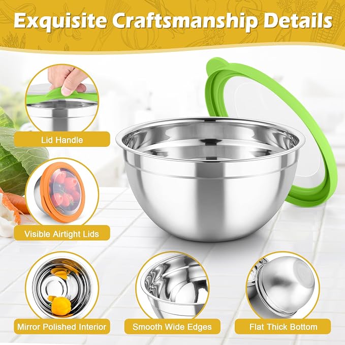 TeamFar Mixing Bowls, For Kitchen Mixing/Baking/Storing/Prepping, Visible & - Image 5
