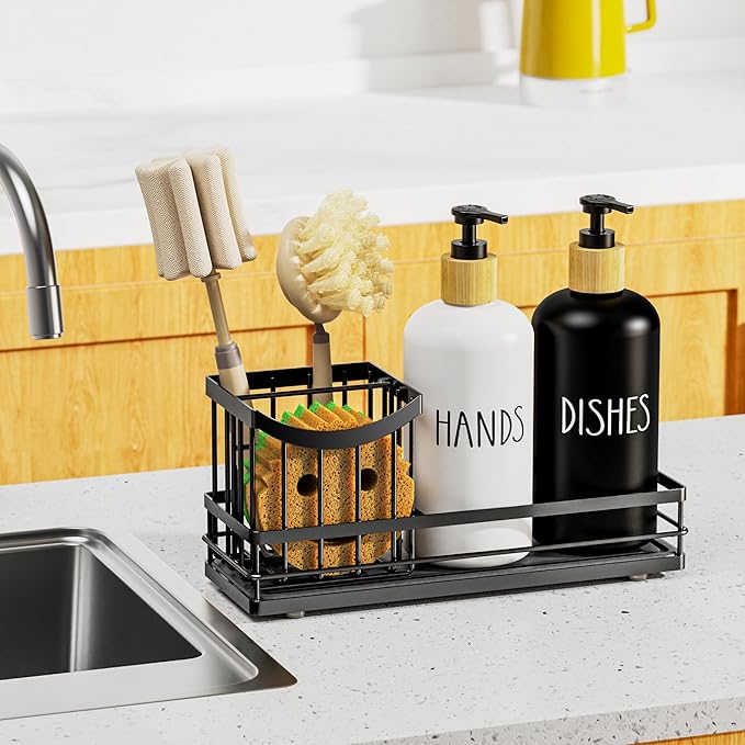 Moforoco Kitchen Dish Soap Dispenser Set, 16OZ Glass Bottle, Hand and Dish Soap - Image 7