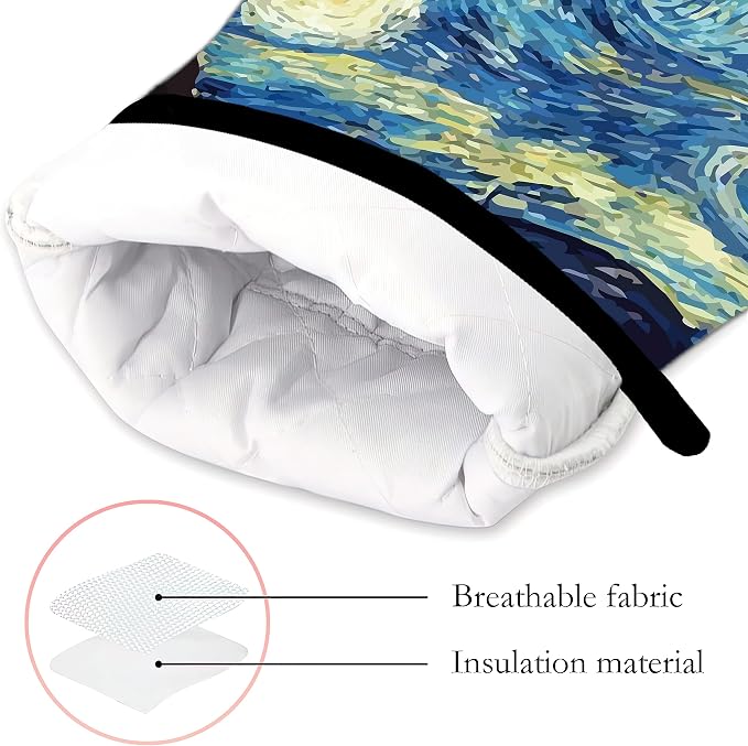 The Starry Night Oven Mitts and Pot Holders Kitchen Cooking Gloves 2 Pcs Set - Image 3