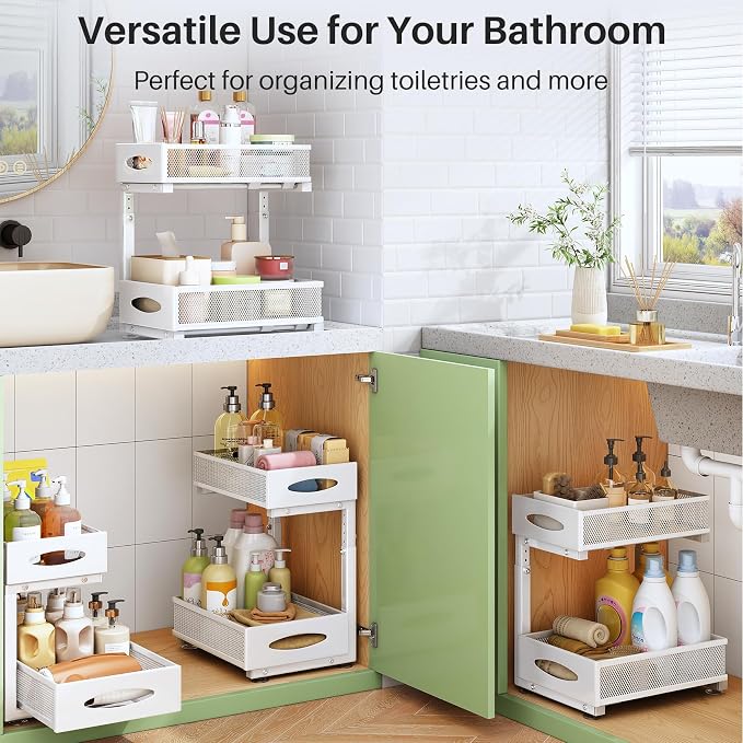 Under Sink Organizer, 2 Tier Pull out Cabinet Organizer Baskets - Image 8