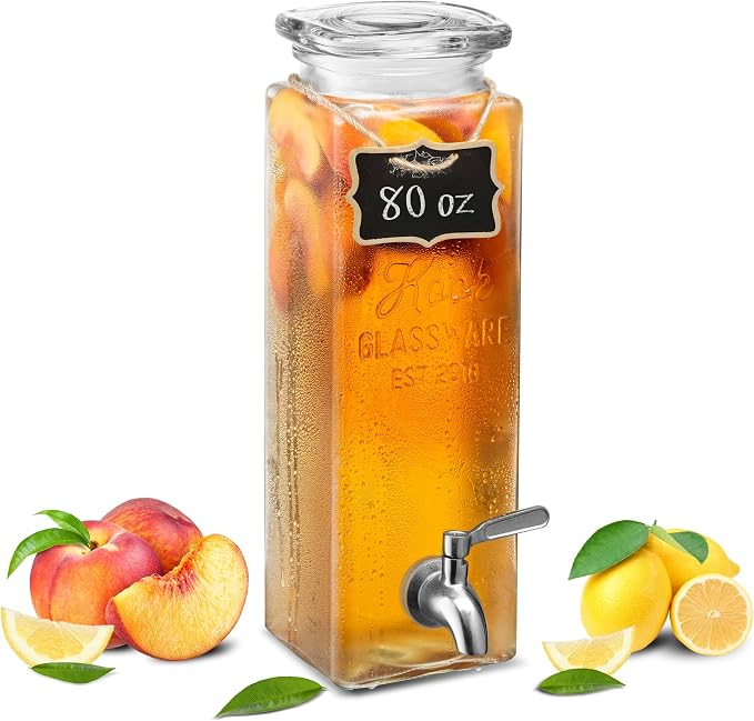 Kook Drink Dispenser, 80 oz, Water Dispenser Countertop, Glass Drink Dispenser by Kook