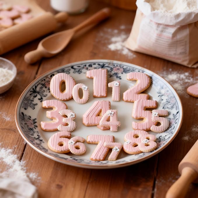 Numbers Cookie Cutters Set, 9 piece Stainless Steel Numbers Fondant Cutters Set - Image 6