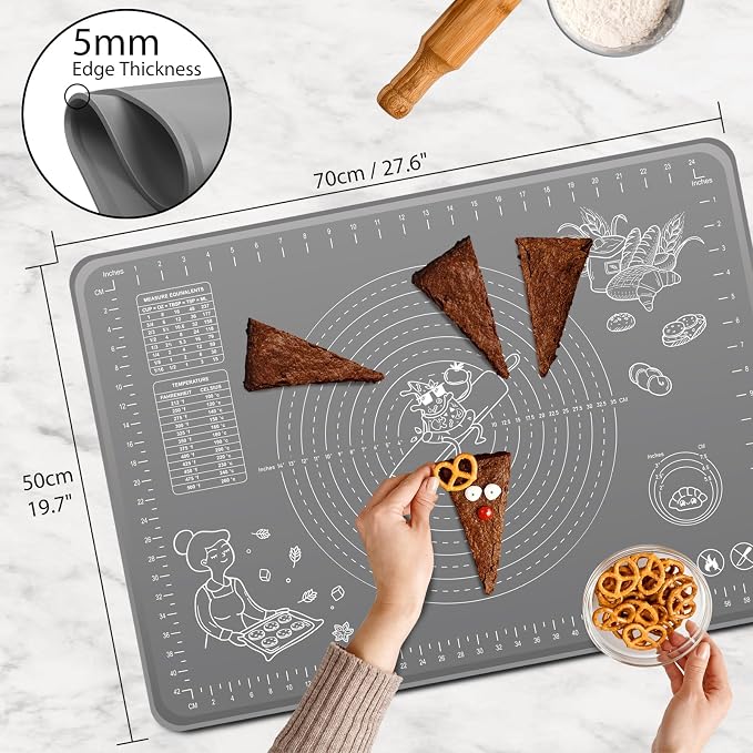 Silicone Pastry Mat 28" x 20" Extra Thick Non Stick Baking Mat - Image 2
