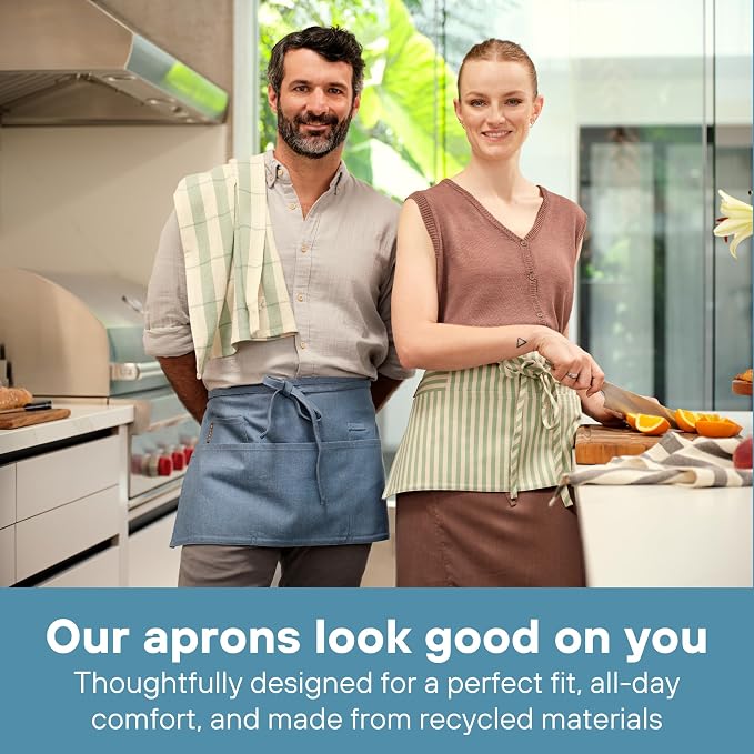 MEEMA Chef Waist Apron Cotton Fabric |Washable & Breathable Waitress & Server - Image 7