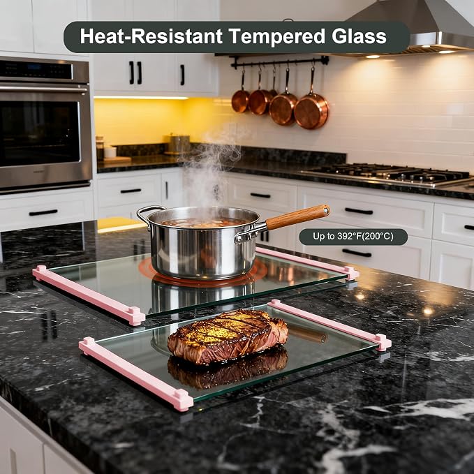 2PCS Glass Cutting Board with Silicone Grip, 80% Stronger Shatter Resistance - Image 6