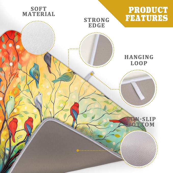 Spring Summer Floral Birds Dish Drying Mat - Image 4