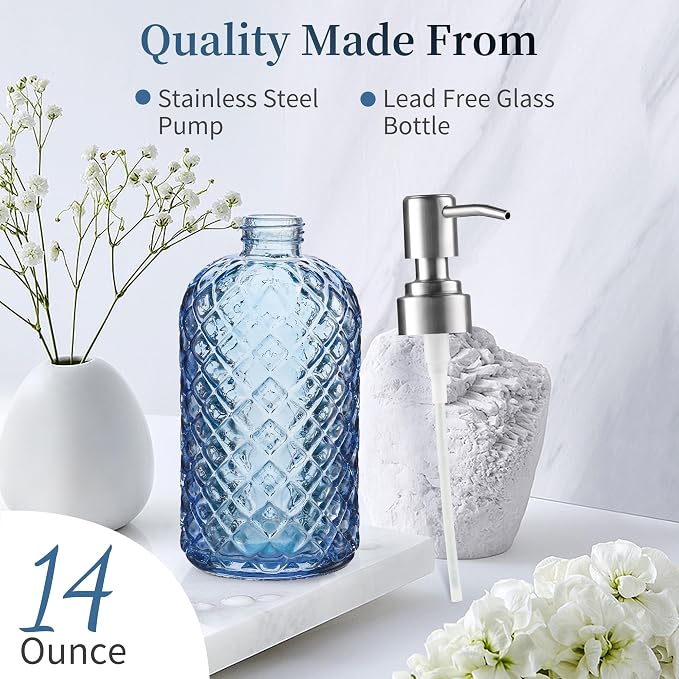 14 Oz Refillable Glass Soap Dispenser - Image 3