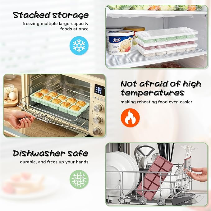 Doasuwish Ice Cube Trays with Lid, 3 Pack 10 Cubes 2 Tbsp. Silicone Ice Cube - Image 6