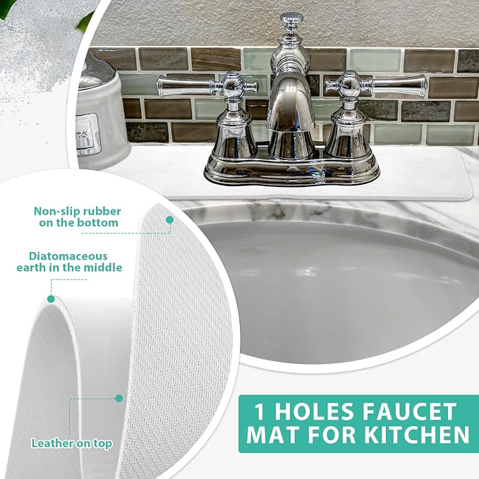 Tioncy 2 Pcs Faucet Mat Sink Splash Guard Oval-hole Oval Splash Pad - Image 5