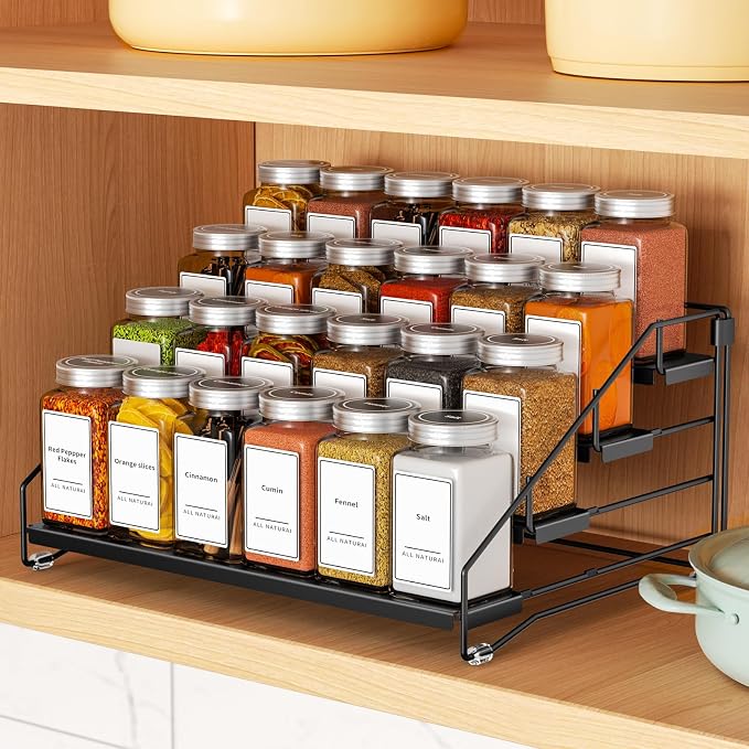 BOIVSHI 4 Tier Spice Rack for Cabinet, Spice Rack Organizer, Depth Adjustable - Image 2
