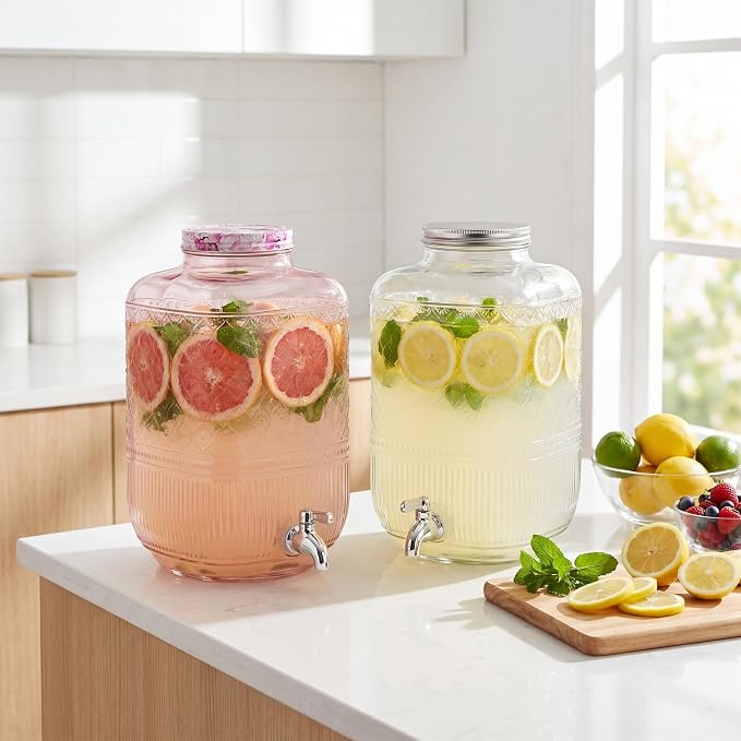 Godinger Drink Dispenser 2 Gallon, Large Glass Water Dispenser - Image 7