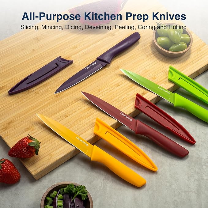 Gourmetop Paring Knife with Cover, Paring Knives Set of 4, 3.8" Paring Knife - Image 6