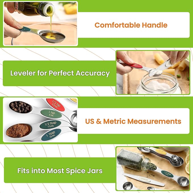 Spring Chef Stainless Steel Magnetic Measuring Spoons Set of 8 - Image 6