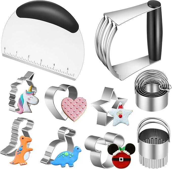 Stainless Steel Cookie Cutters, Pastry Cutter, Dough Cutter & Biscuit Cutter Set by MINOANT