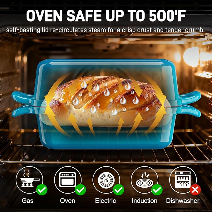 Enameled Cast Iron Sourdough Bread Dutch Oven, 8.5x4.5 Inch Loaf Cast Iron - Image 3