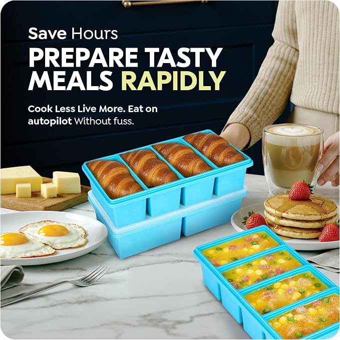 Silicone Freezer Trays with Lids, 2 Cup & 1 Cup Soup Container Style Ice Cube - Image 7