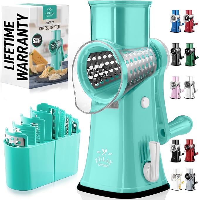 Zulay Kitchen Rotary Cheese Grater 5 Blade Cheese Shredder by ZulayKitchen