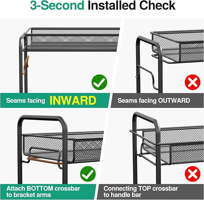 Spice Rack Organizer for Countertop, Xpatee 2-Tier Foldable Metal Rust-Proof - Image 3